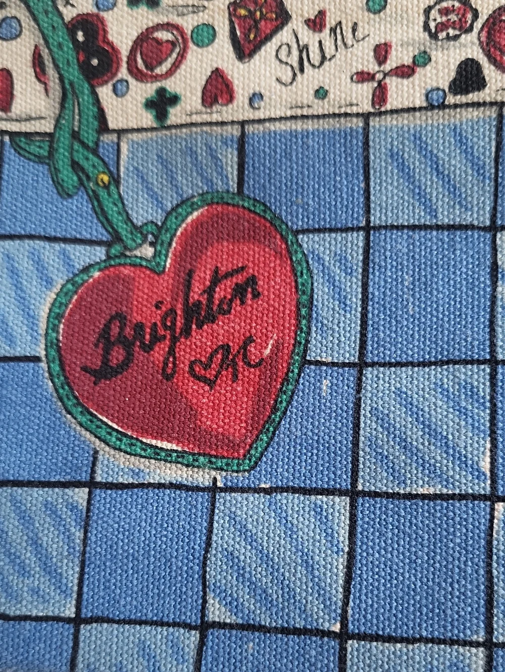 Brighton Blue & Red Heart Print Wristlet Pouch